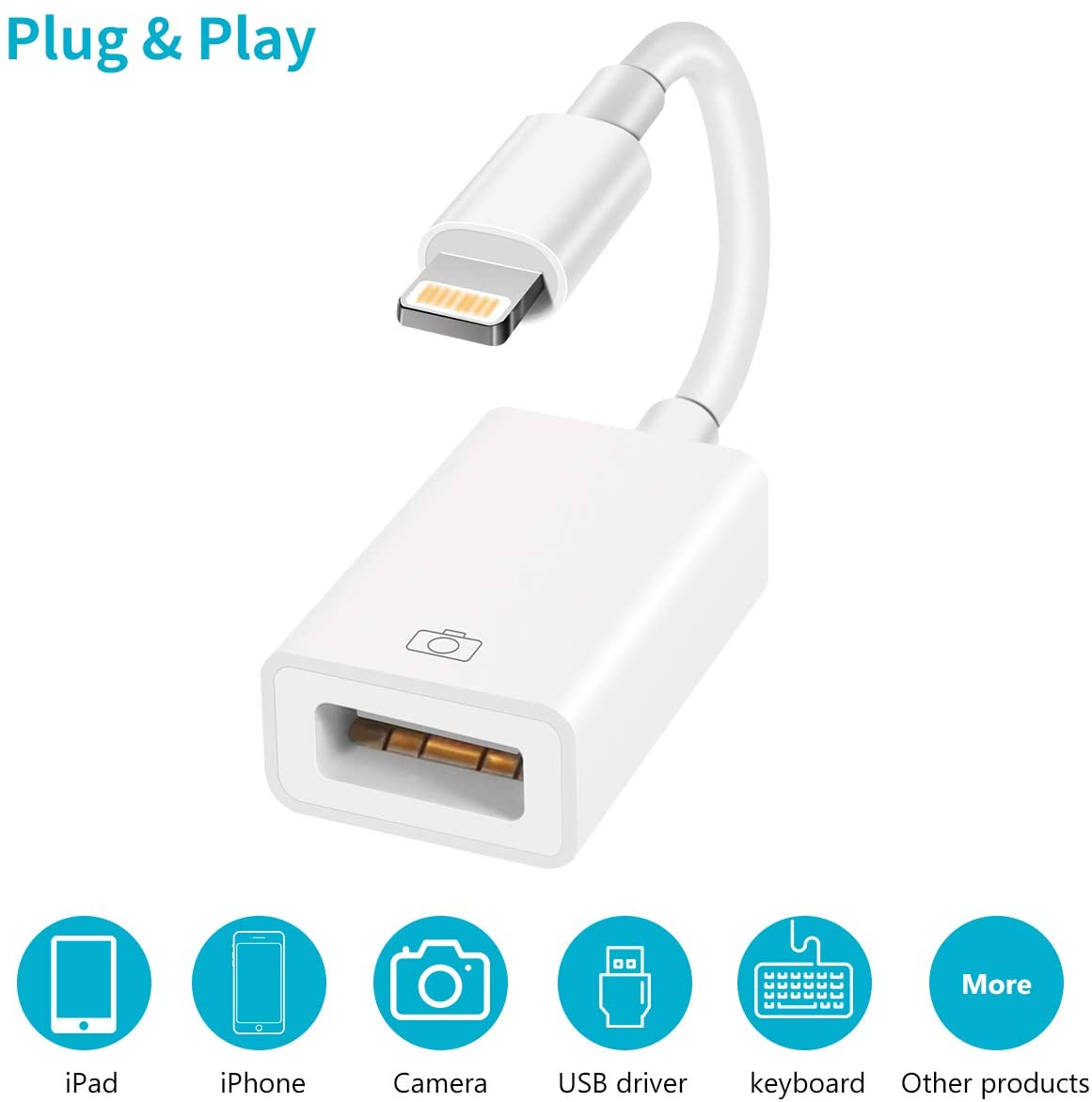 USB Camera Adapter, USB 2.0 Female OTG Adapter Compatible with Phone/Pad, Support Connect Camera, Card Reader, USB Flash Drive, Keyboard ,Support iOS 9.2 or Later, No APP Needed, Plug & Play -White USB Camera Adapter, USB 2.0 Female OTG Adapter Compatible with Phone/Pad, Support Connect Camera, Card Reader, USB Flash Drive, Keyboard ,Support iOS 9.2 or Later, No APP Needed, Plug & Play -White